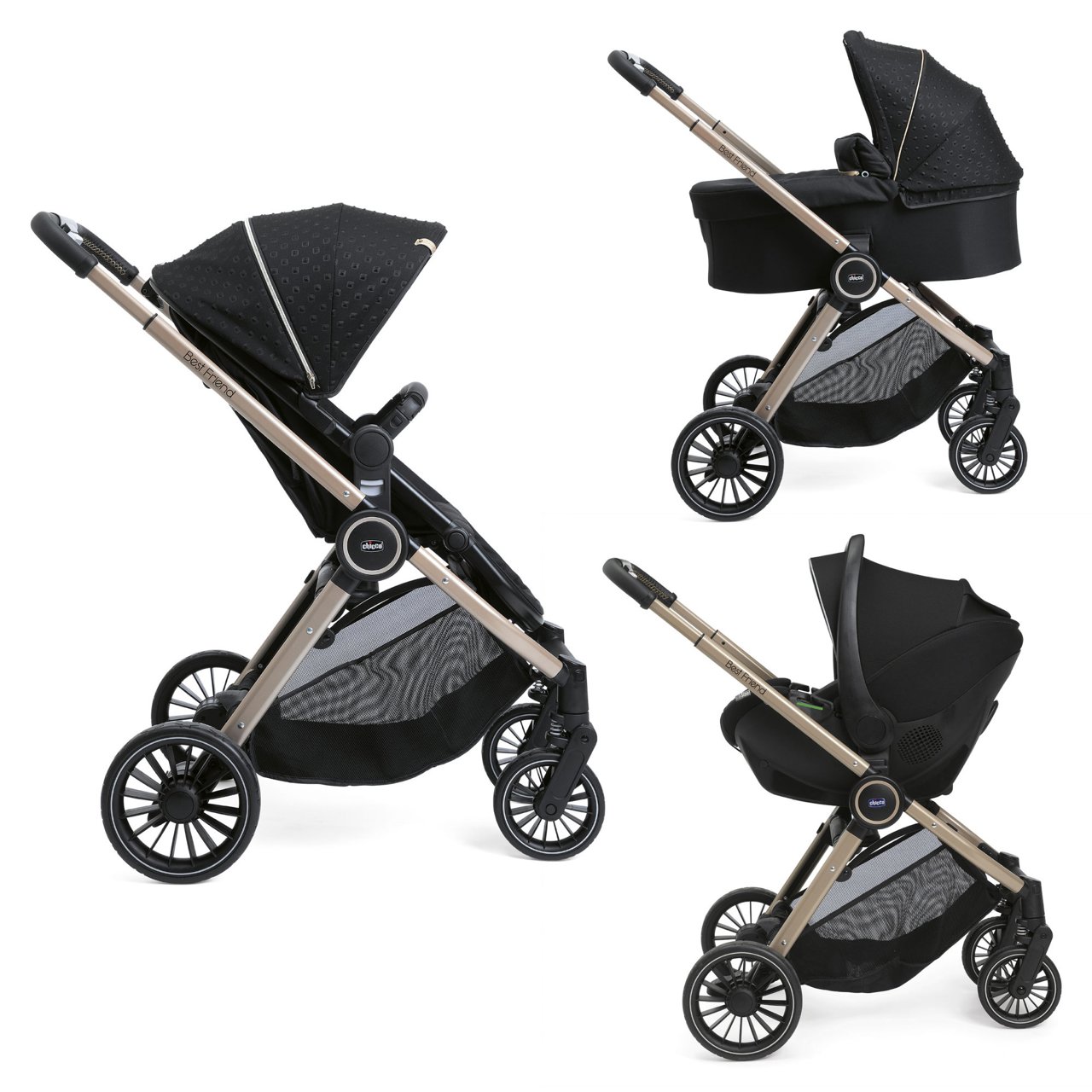 Cochecito Trío Best Friend Pro Black Re Lux Eco+ con Kory Essential Chicco - 0