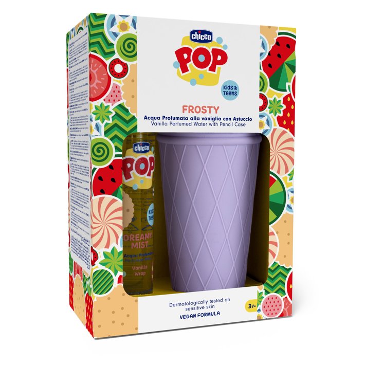 Chicco POP Set "Frosty" Parf&uuml;miertes Wasser Vanille 150ml mit Silikon-M&auml;ppchen