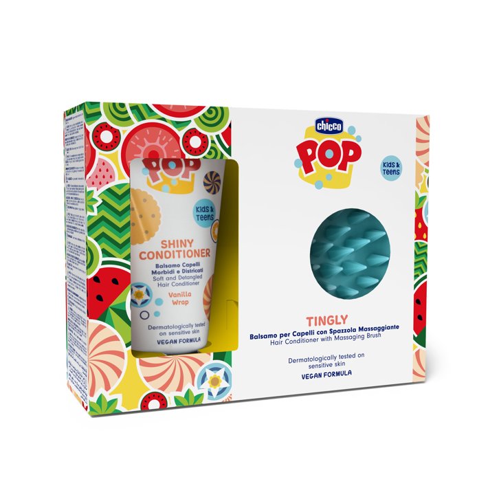 Chicco POP Set "Tingly" Shiny Sp&uuml;lung Vanille 150ml mit Massage-Kopfhautb&uuml;rste