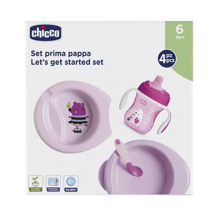 5 Pezzi Set Pappa Svezzamento Senza BPA, Piatto con Ventosa per Bambini +  Cucchiaio + Forchette + Ciotola + Bavaglini Silicone Set Pappa per Bambino