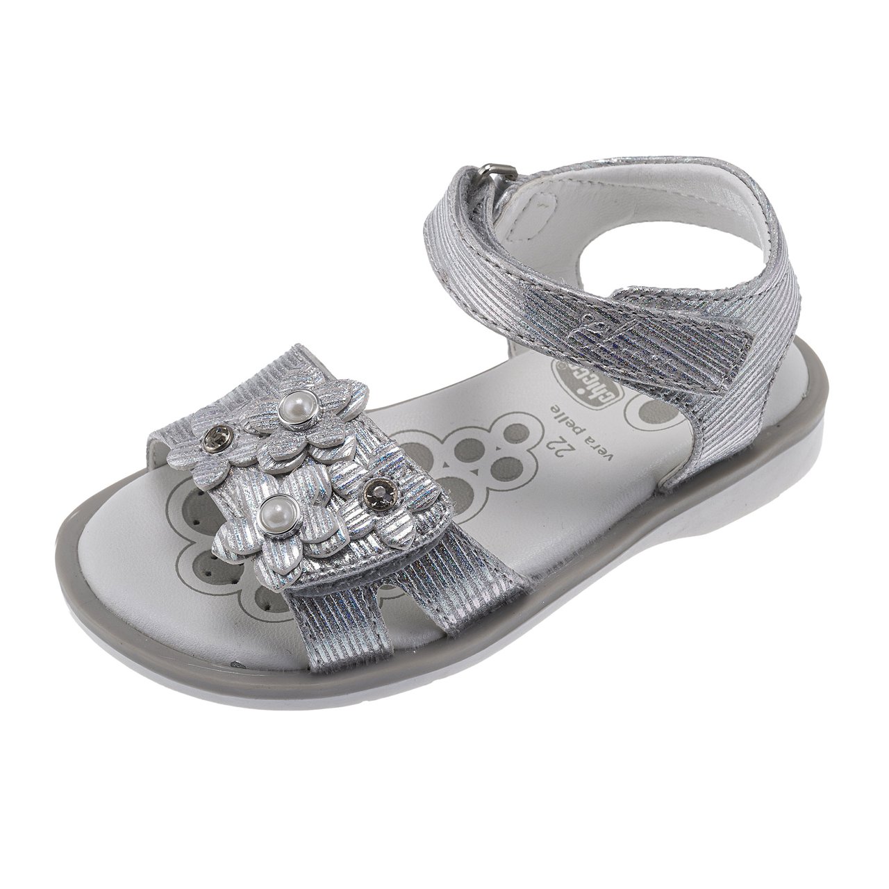 Sandalias Cetra con flores gris niña Chicco - 0