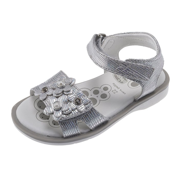 Sandalias Cetra con flores gris niña