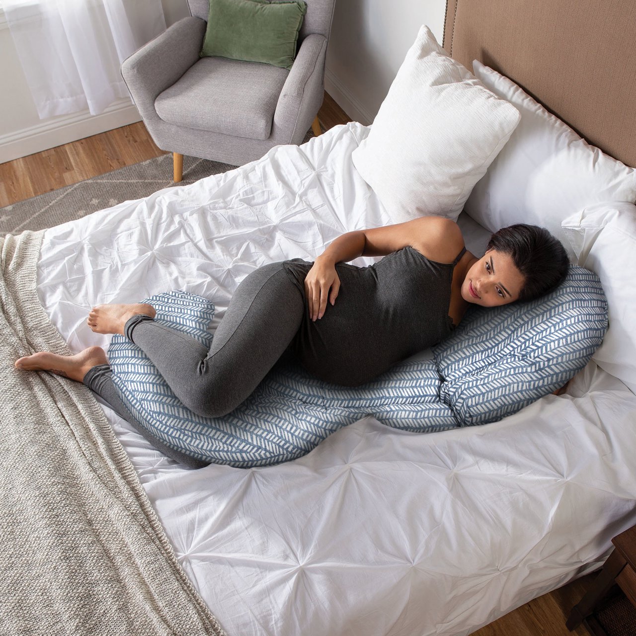 Almofada de gravidez Boppy Total Body Ajustavel - Glacier Chicco - 2