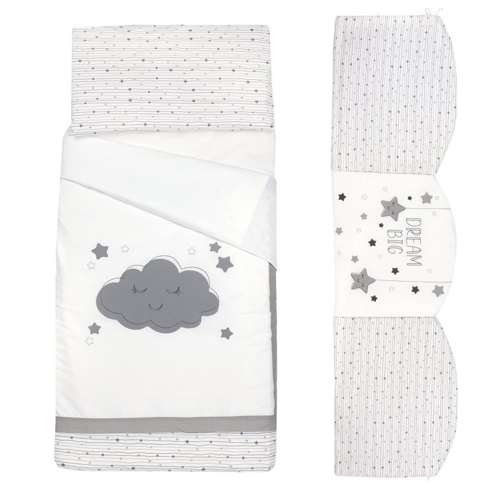 Ensemble comprenant couette, tour de lit, draps et taie d'oreiller avec étoiles