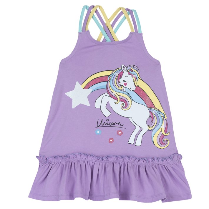 Vestito smanicato unicorno 