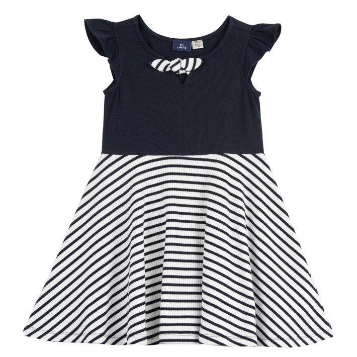 Vestido com saia às riscas