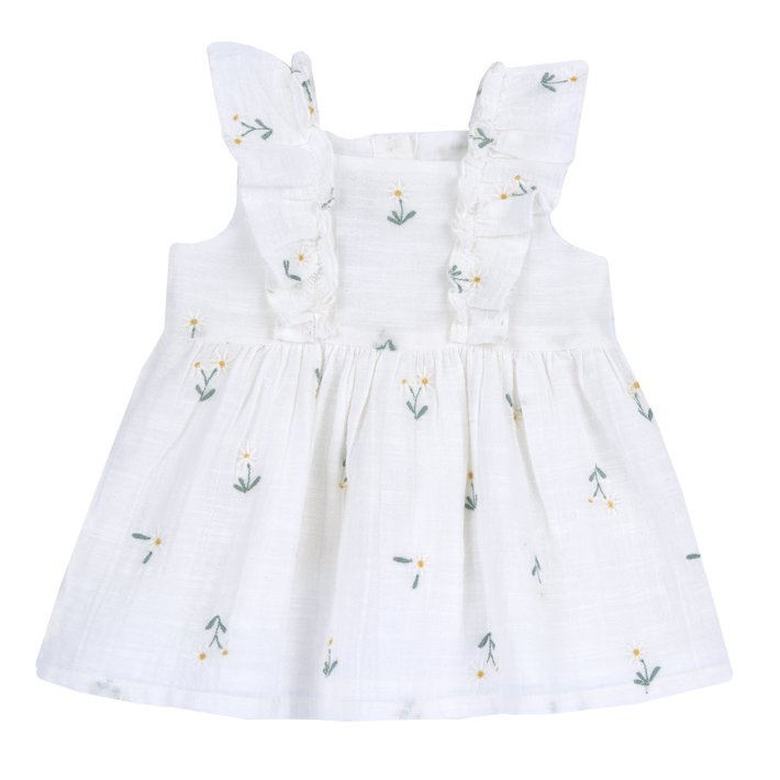 Vestido com folhos nas mangas