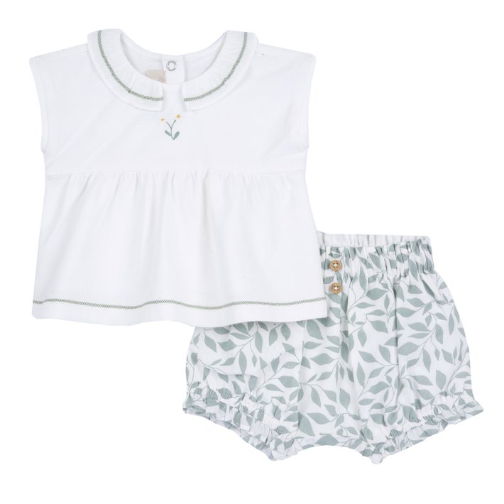 Conjunto de camisola sem mangas e calções