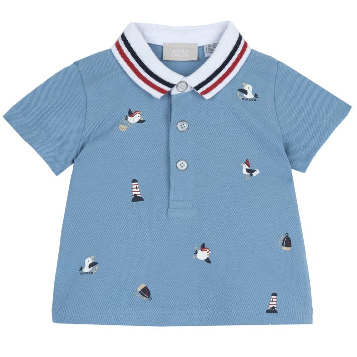 Polo de manga curta em algodão