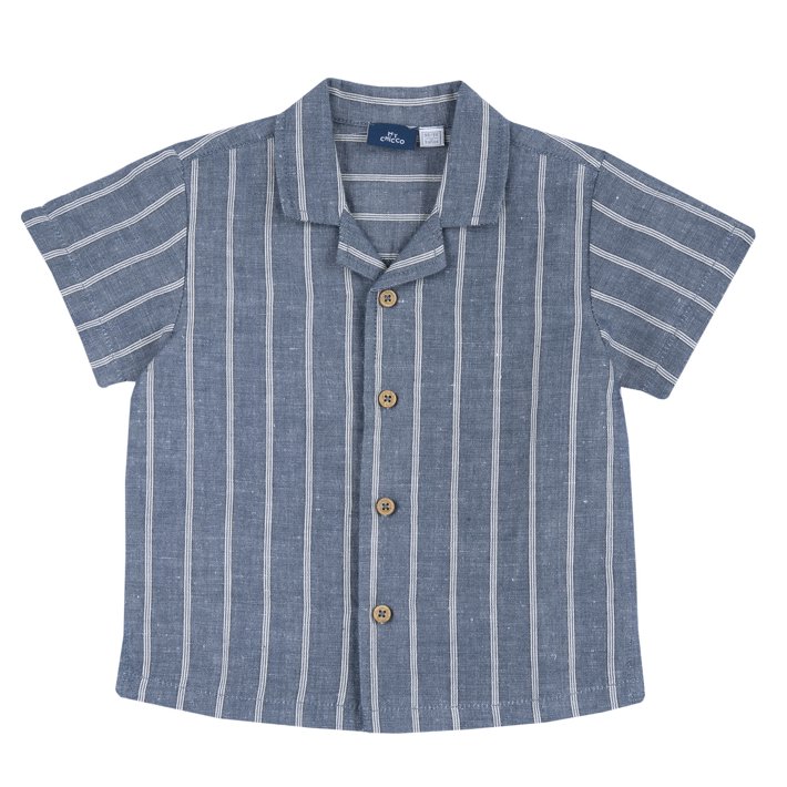 Camisa de manga curta às riscas