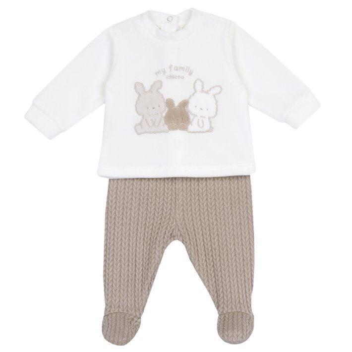Conjunto de camisola e calças com pés