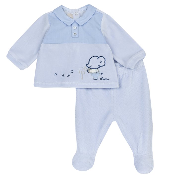 Conjunto de camisola e calças com pés