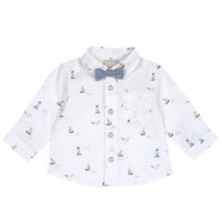 Papyonlu ve Desenli Uzun Kollu Gömlek