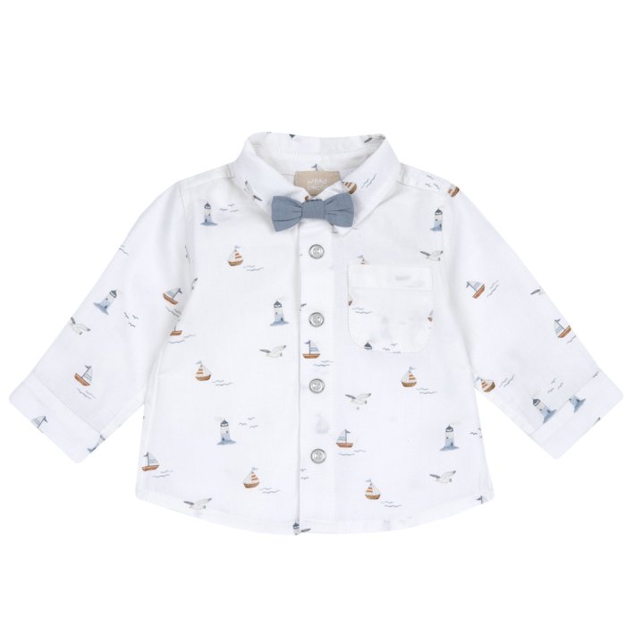 Camicia manica lunga fantasia con papillon