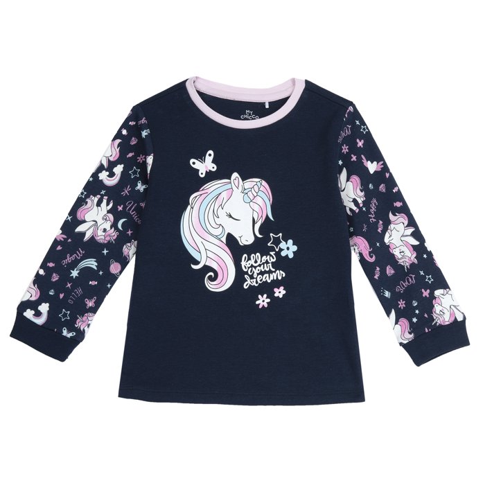 Maglietta pigiama manica lunga unicorno