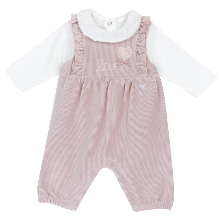 Conjunto de jardineiras compridas e body