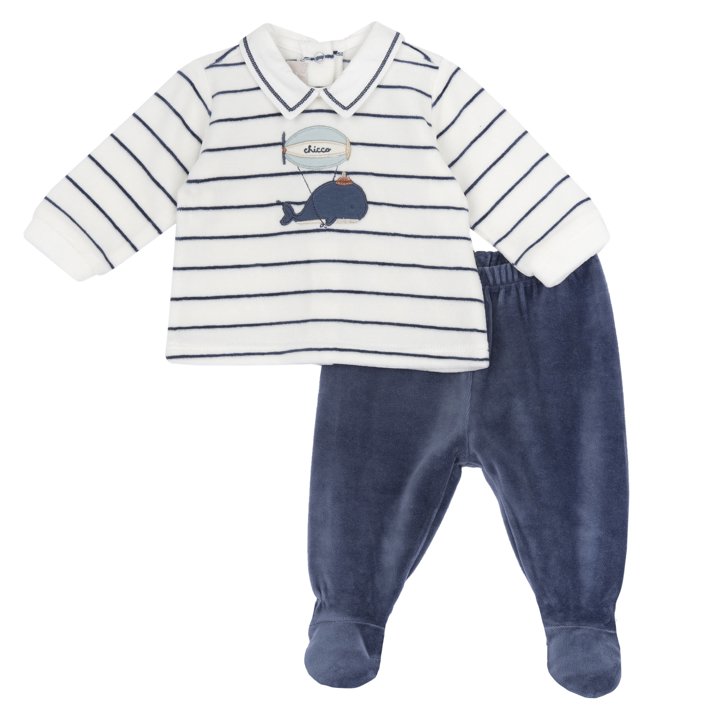 Conjunto de camisola e calças com pés