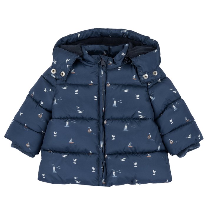 Casaco estampado com capuz amovível
