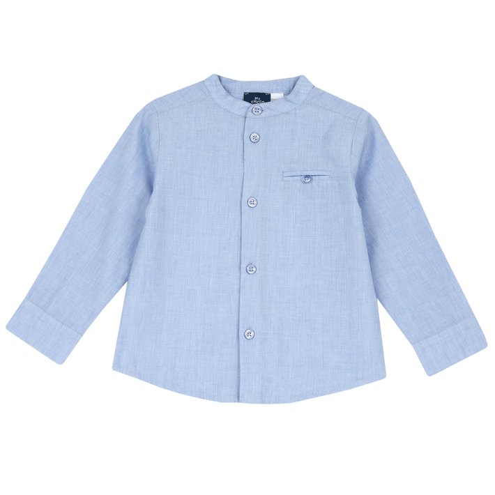Camisa de Gola Redonda Azul
