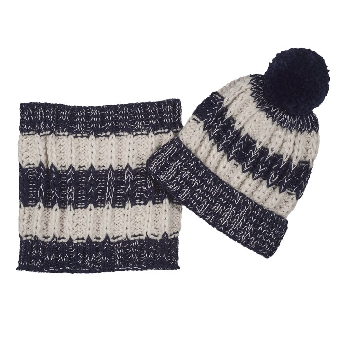 Ensemble bonnet et col rayé