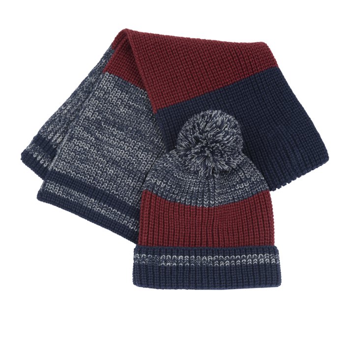 Ensemble bonnet et écharpe tricolore 