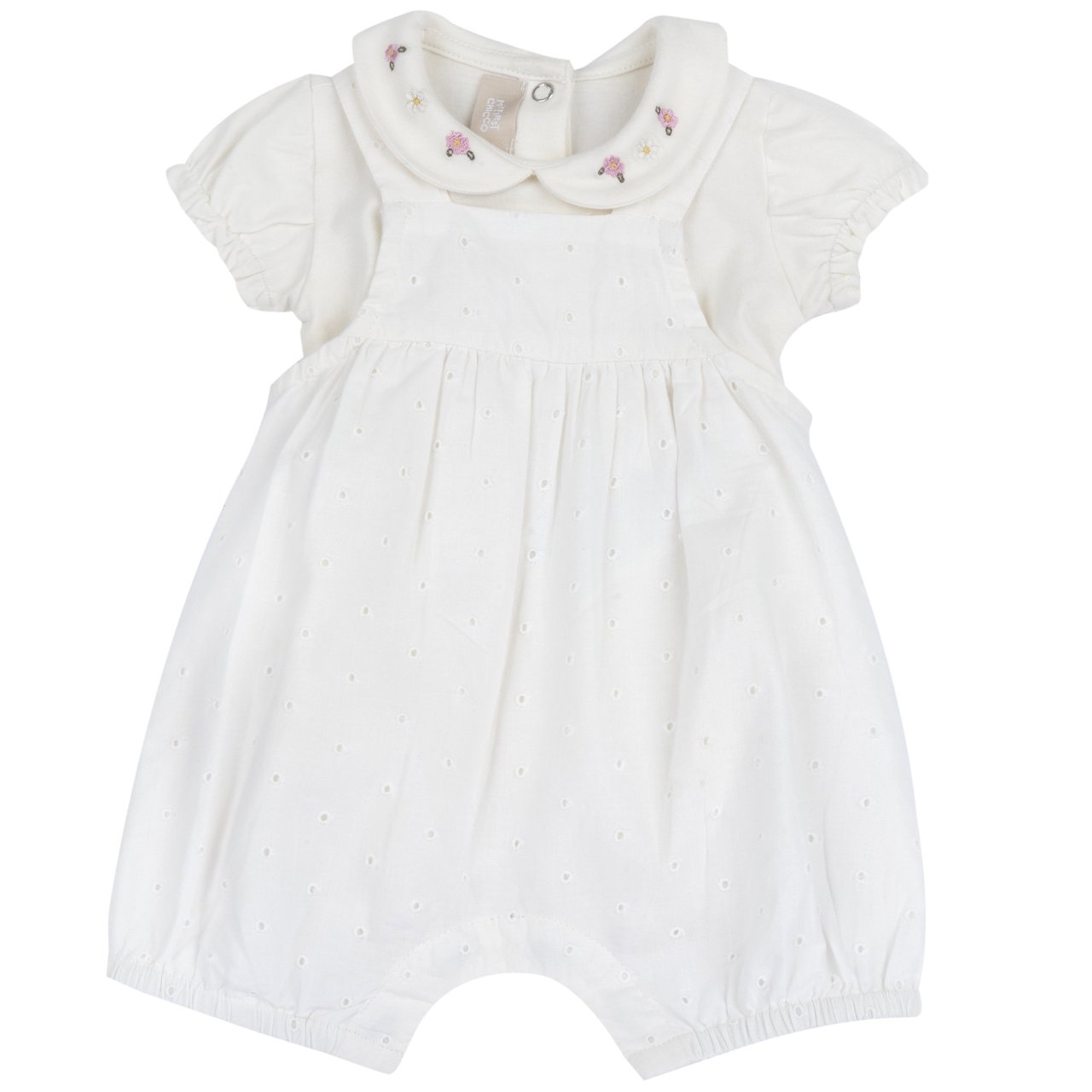 Conjunto de body bordado y peto corto Chicco - 0