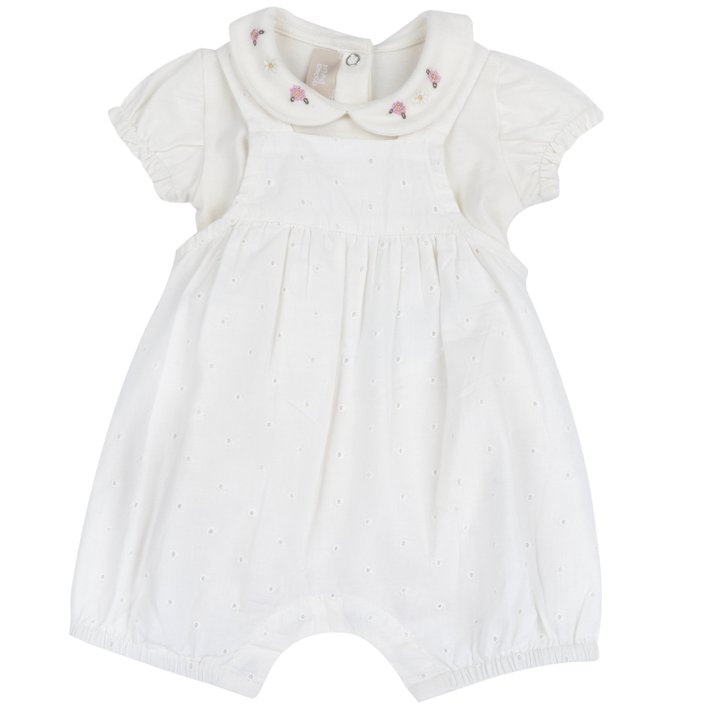 Conjunto de body bordado y peto corto