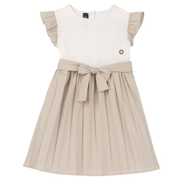 Robe pliss&eacute;e &agrave; mancherons courts