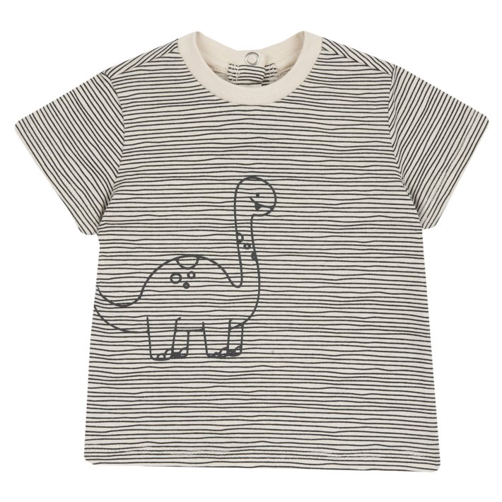 T-shirt &agrave;s Riscas com Dinossauro