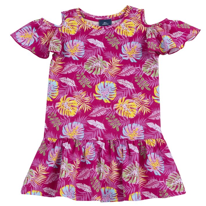 Jurk met korte mouwen en fantasieprint