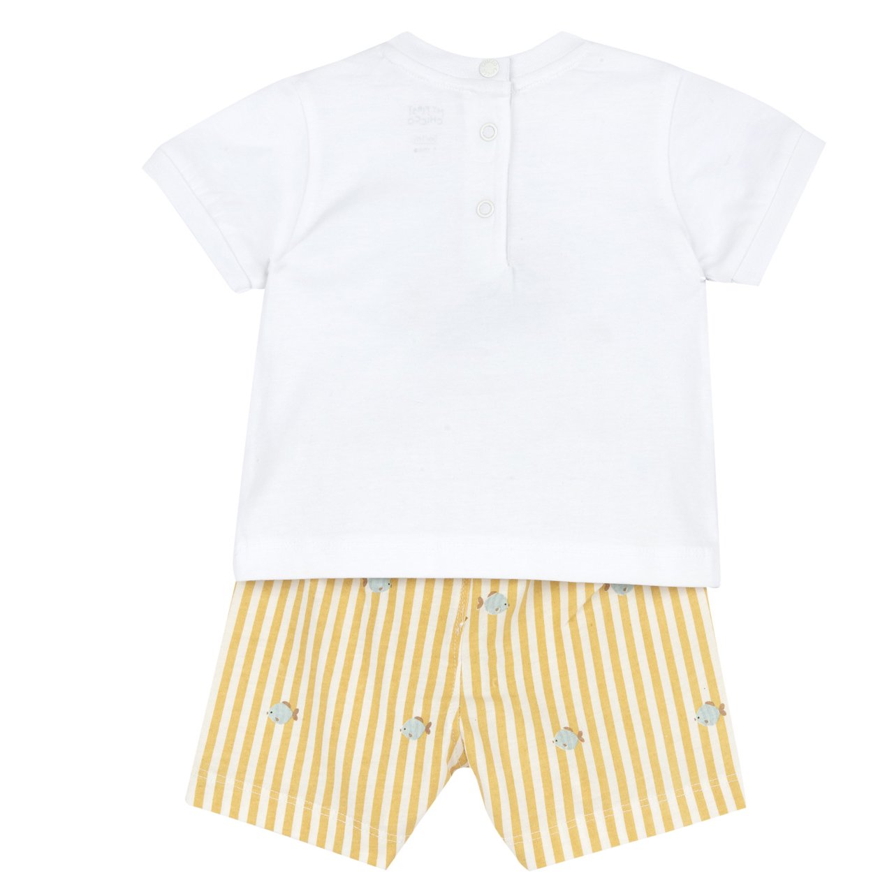 Conjunto de camiseta con pez y pantalones cortos a rayas y peces Chicco - 1