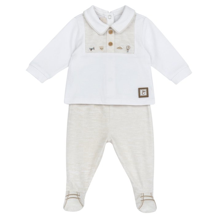 Conjunto de camisola e calças com pés