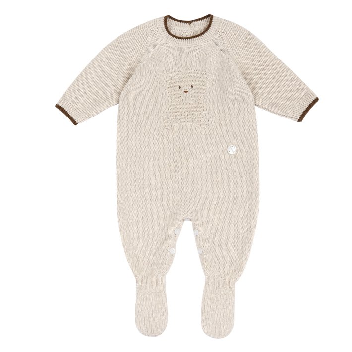 Pelele en malla beige con osito