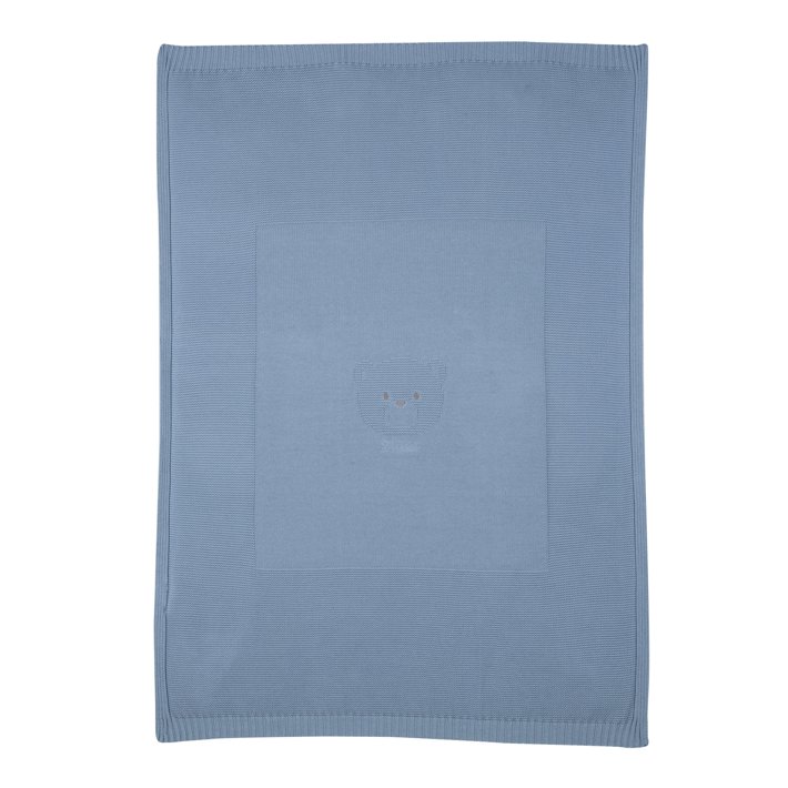 Manta de punto azul con osito