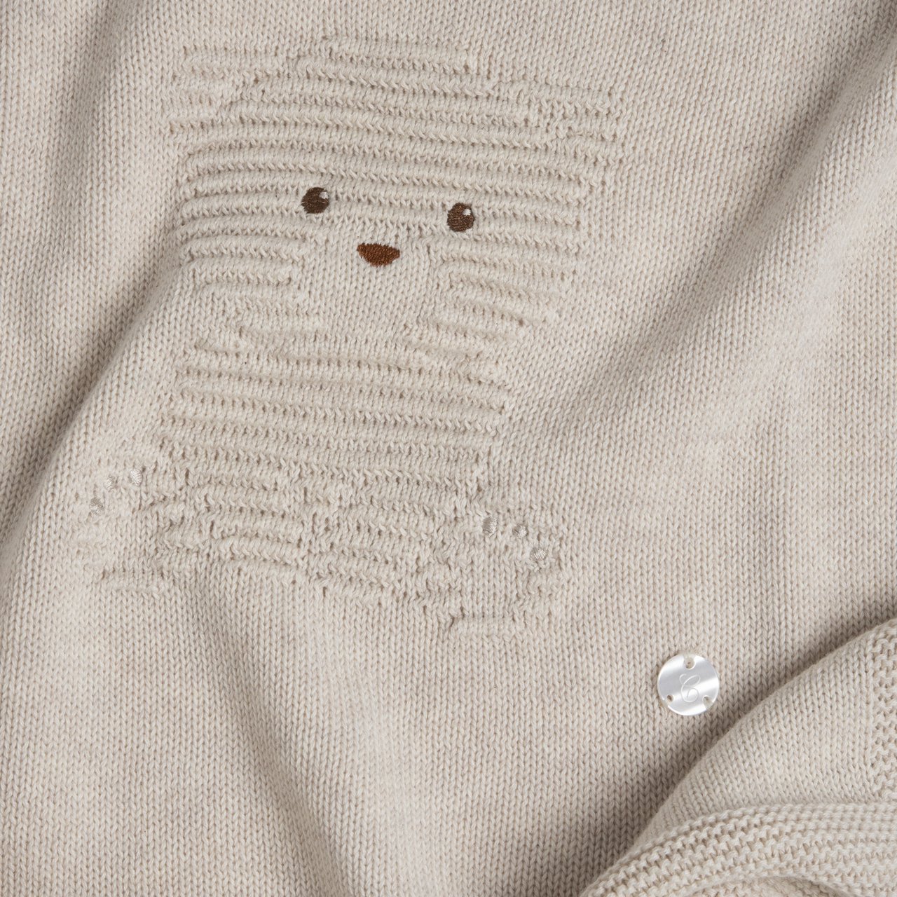 Manta de punto beige con osito Chicco - 1
