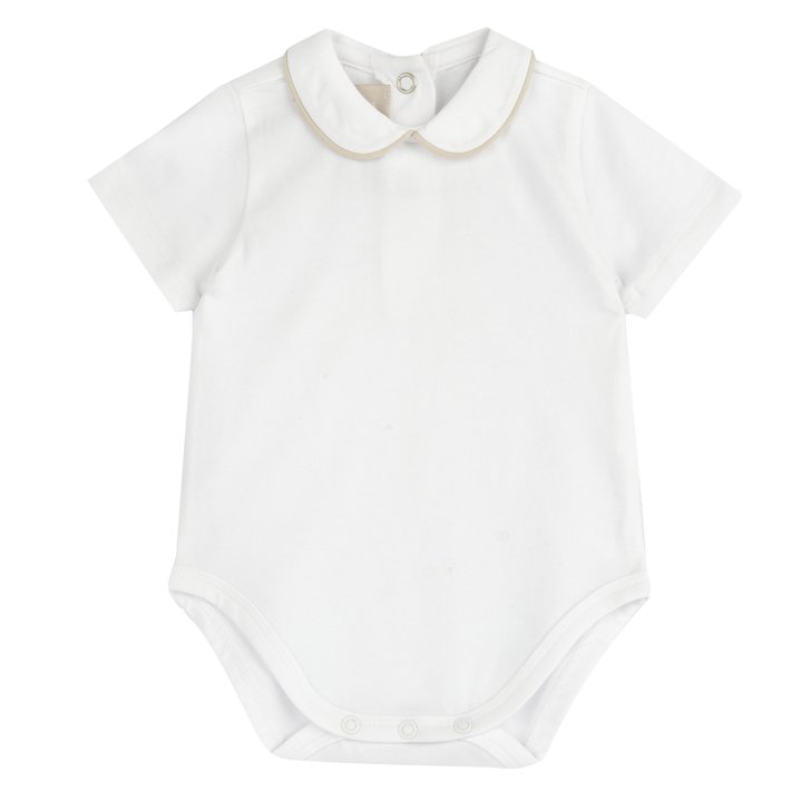 Body Exterior com Gola com Detalhe Bege