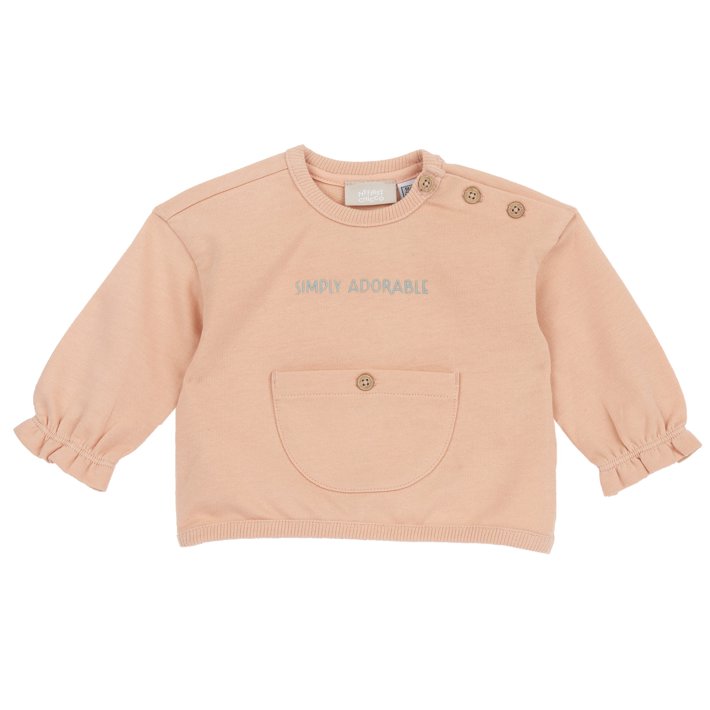 Camisola cor coral com bolso na frente