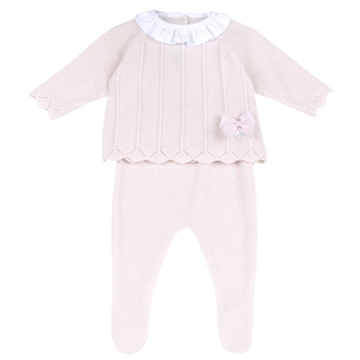 Conjunto de malha camisola e calças com pés