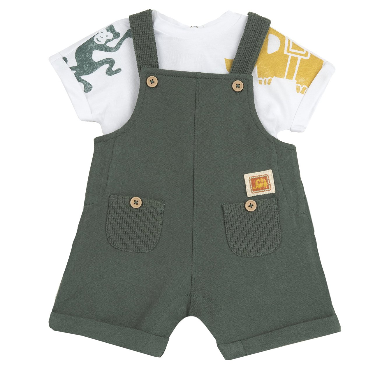 Conjunto camiseta con animales y peto corto Chicco - 0