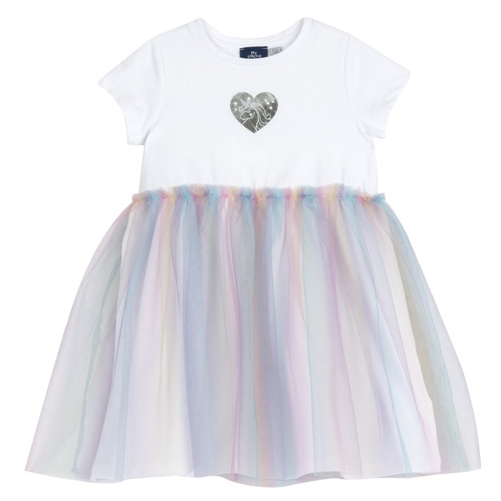 Jurk met korte mouwen met rok in tule