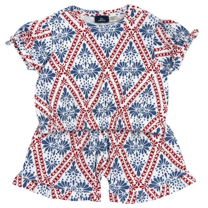 Ensemble t-shirt avec short imprim&eacute; fantaisie g&eacute;om&eacute;trique