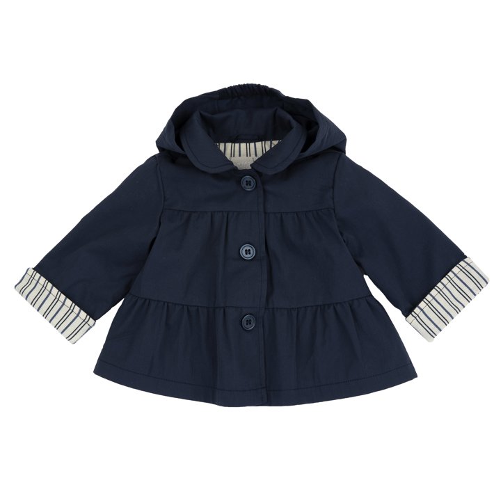 Casaco azul com interior &agrave;s riscas