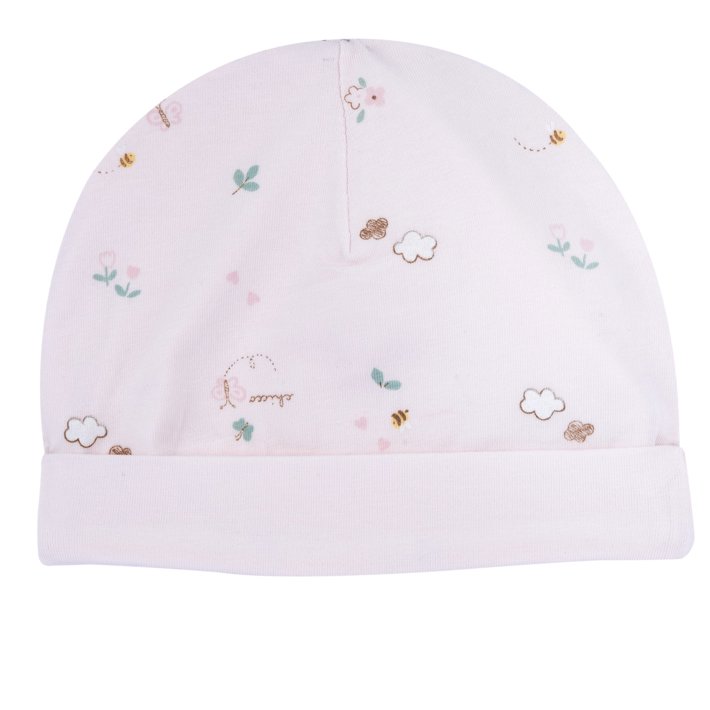 Gorro com padrão de nuvens cor-de-rosa