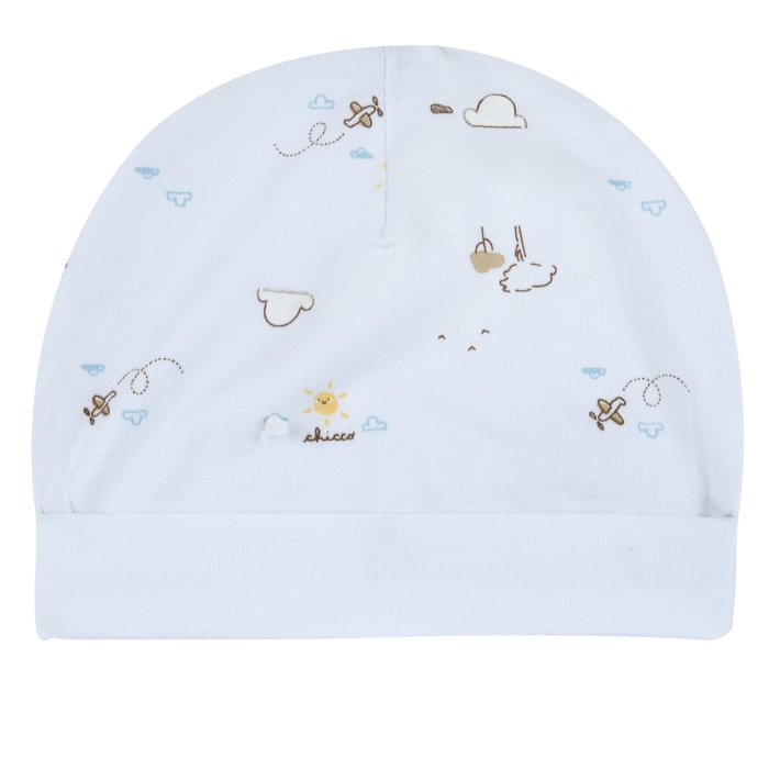 Gorro com padrão de nuvens azul