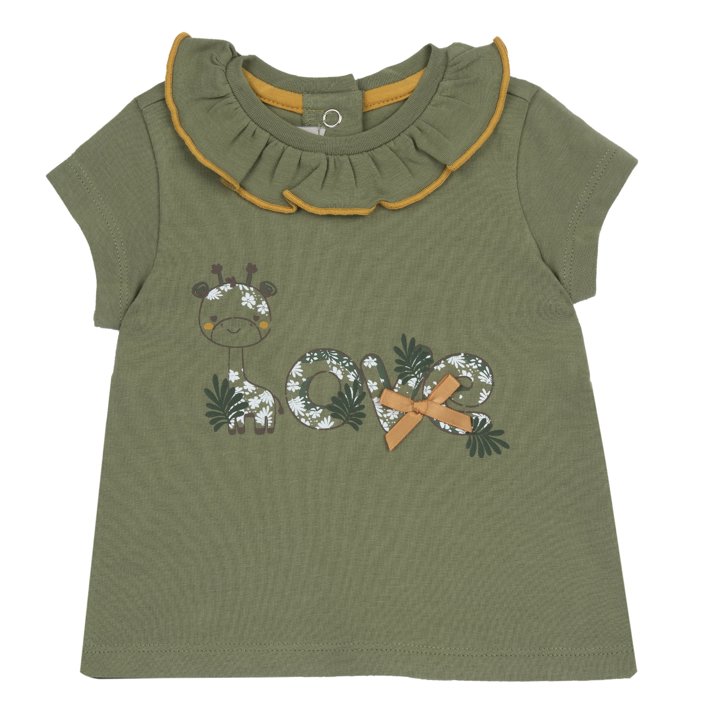 T-shirt Verde Seco com Girafa