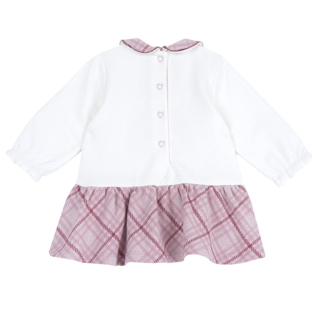 Vestido de Manga Larga Blanco y a Cuadros Rosa  Chicco - 1
