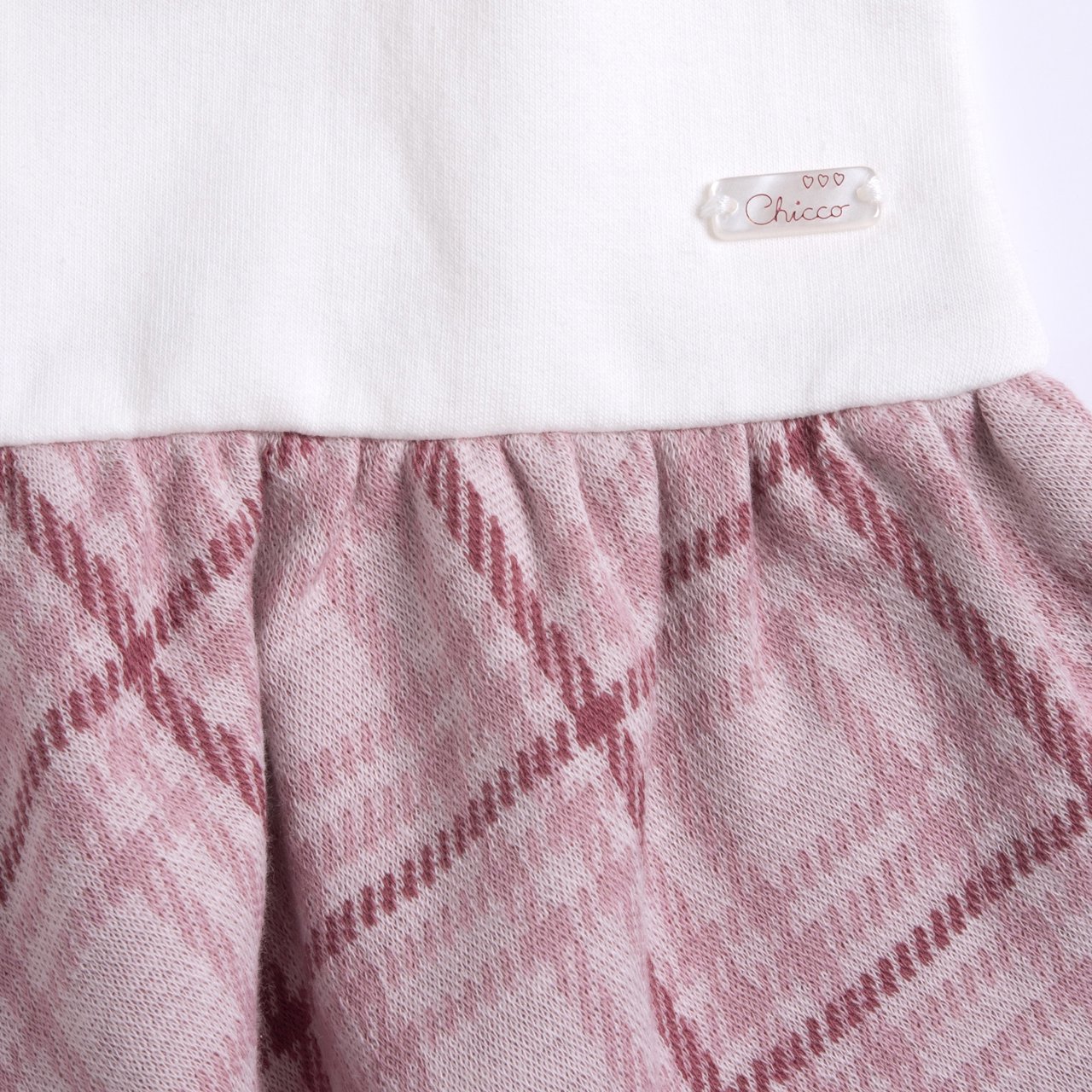 Vestido de Manga Larga Blanco y a Cuadros Rosa  Chicco - 3