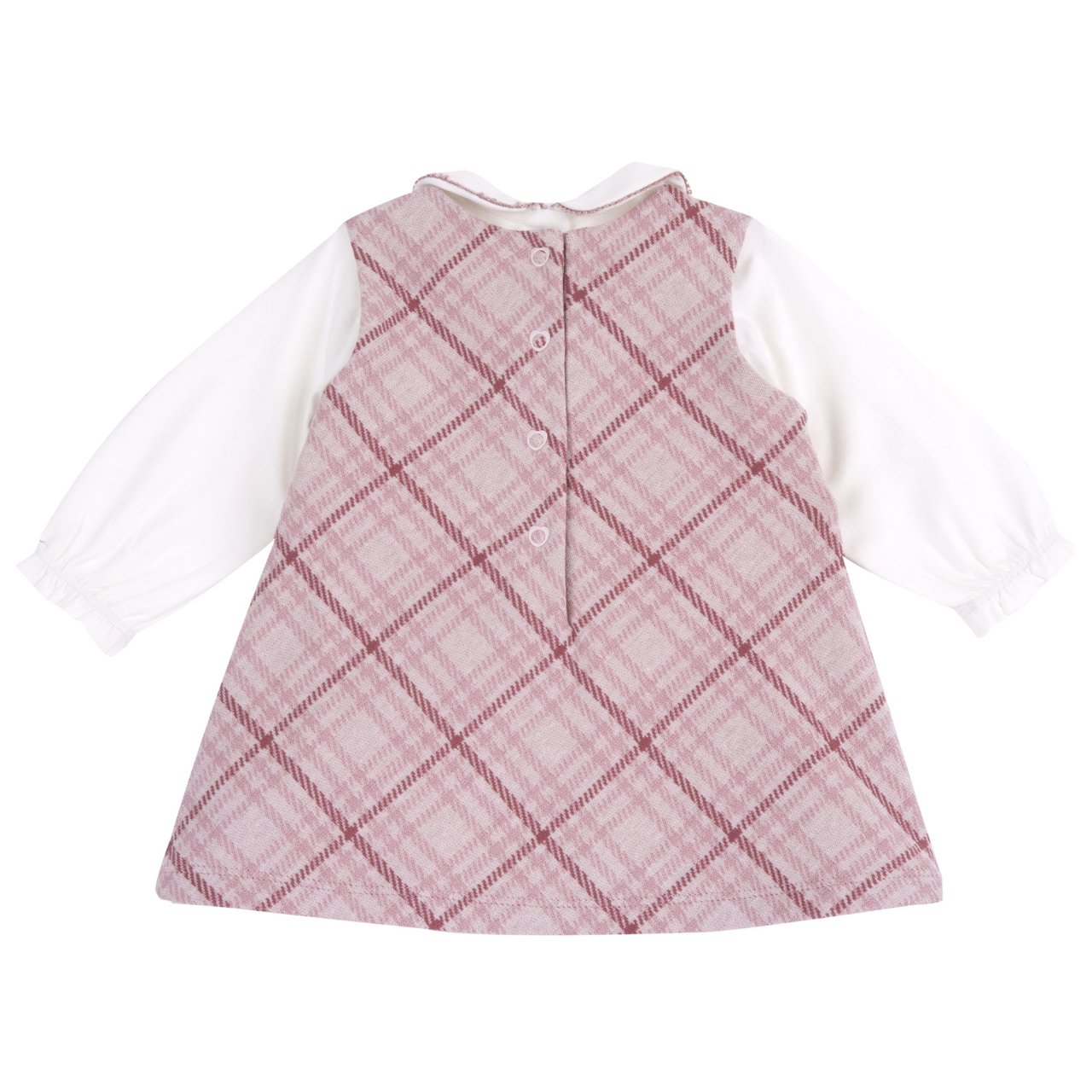 Conjunto de Body Blanco y Vestido Rosa de Cuadros Chicco - 1