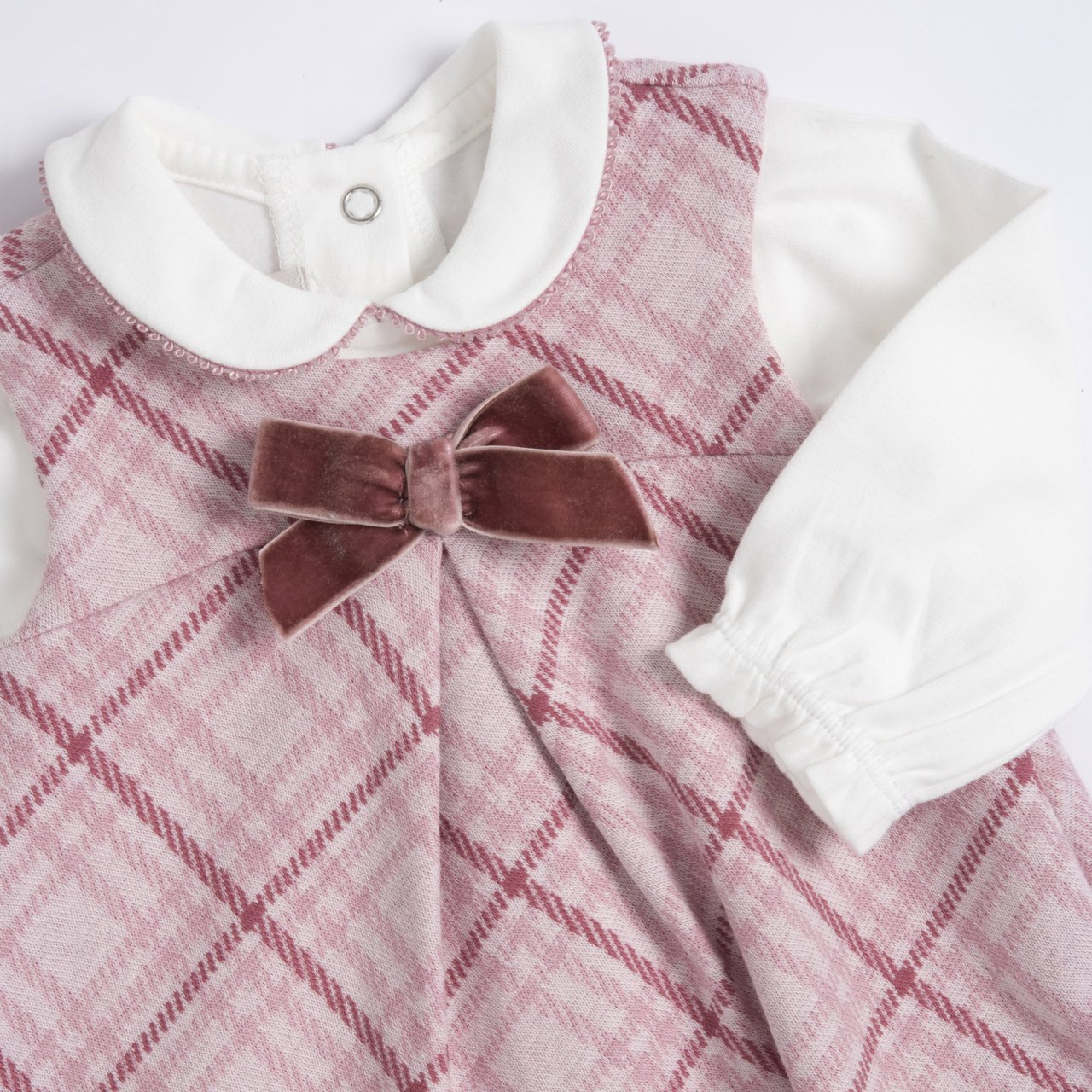 Conjunto de Body Blanco y Vestido Rosa de Cuadros Chicco - 2