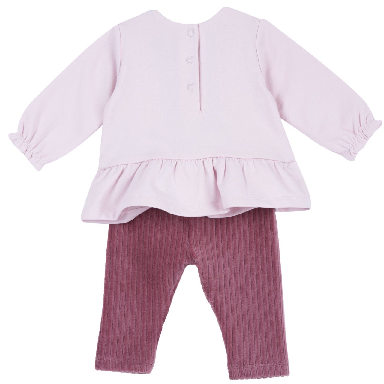 Conjunto de Camiseta Rosa con Osito y Pantalones Rosa Chicco - 1